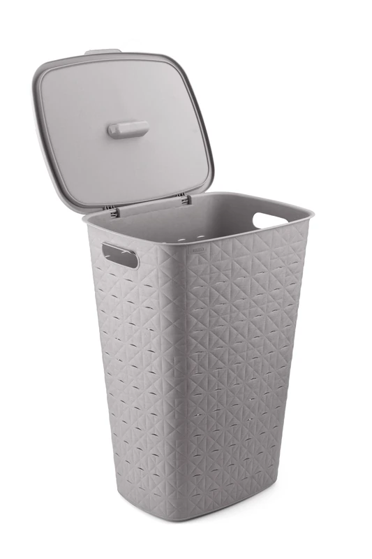 CURVER Softex 56L Laundry Chest - Stylish Design - Lightweight, Stackable and Practical - 70% Recycled - Spacious Size 59 x 43 x 34 cm - Taupe - Image 1