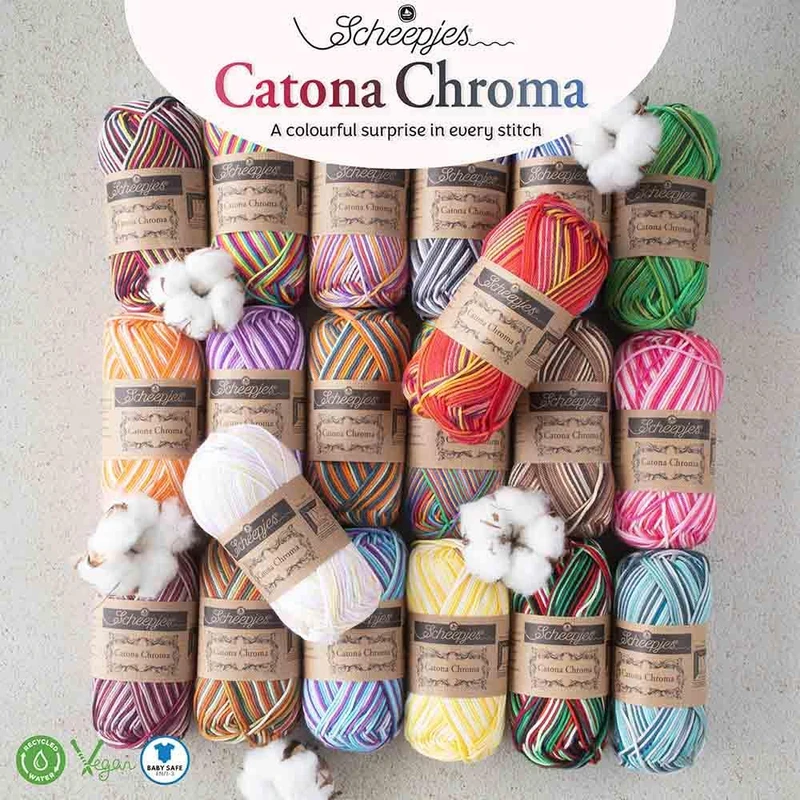 Scheepjes Catona Chroma Assortment - 5 x 50g Cotton Yarn in 20 Colors - Image 1