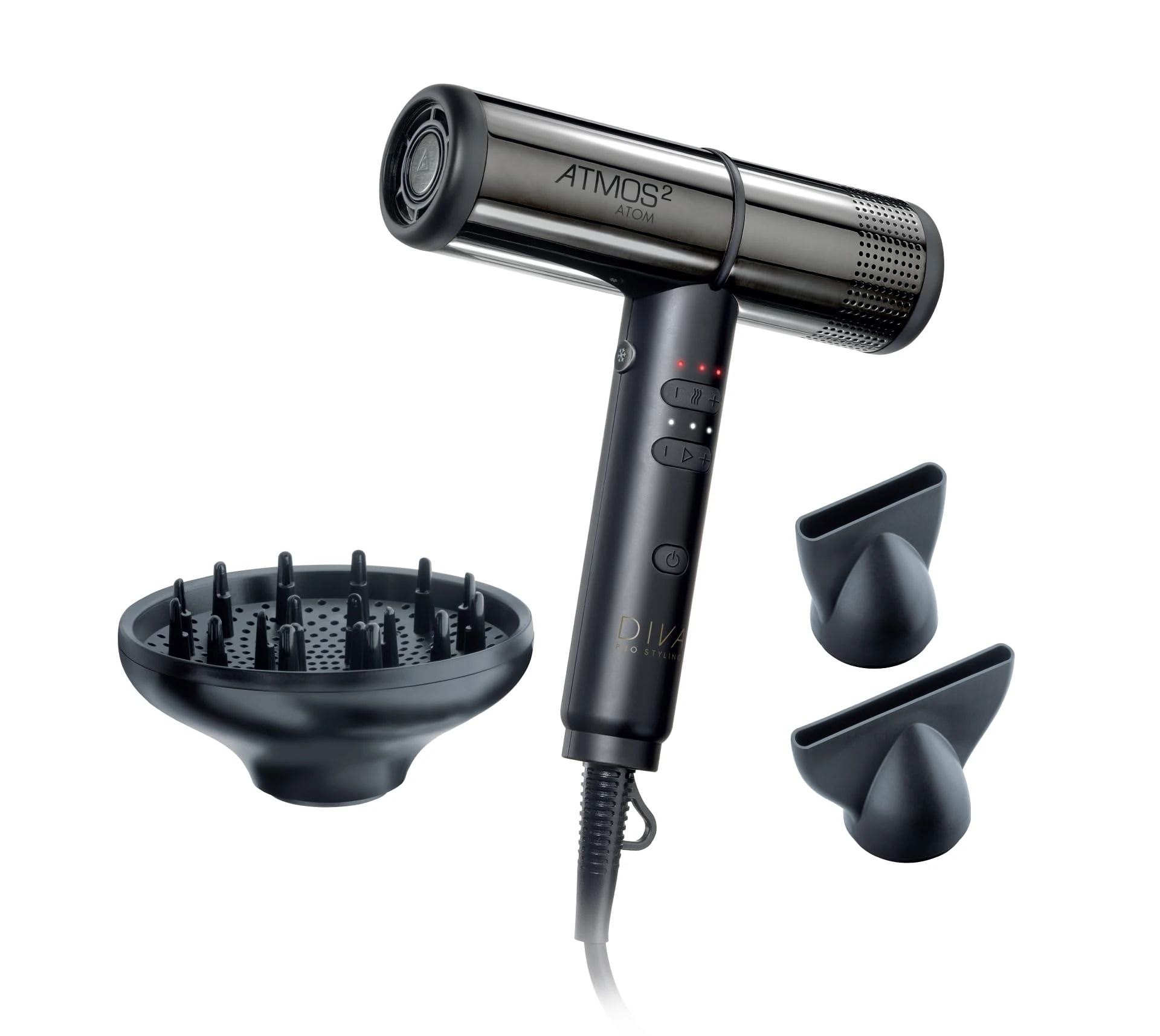 Diva Pro Styling Atmos 2 Atom | Compact Professional Lightweight Salon Dryer | Next-Gen Brushless Digital Motor