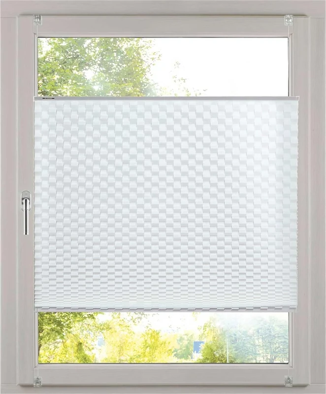 K-Home Klemmfix Pleated Blind 3D Effect White 65 x 210 cm