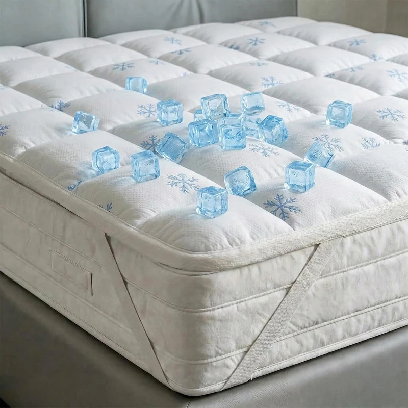 Topper Ice Cooling Topper Double 120 x 195 cm with Elasticated Corners Double-Sided Bellows 3 cm Machine Washable at 40 Degrees - Image 1