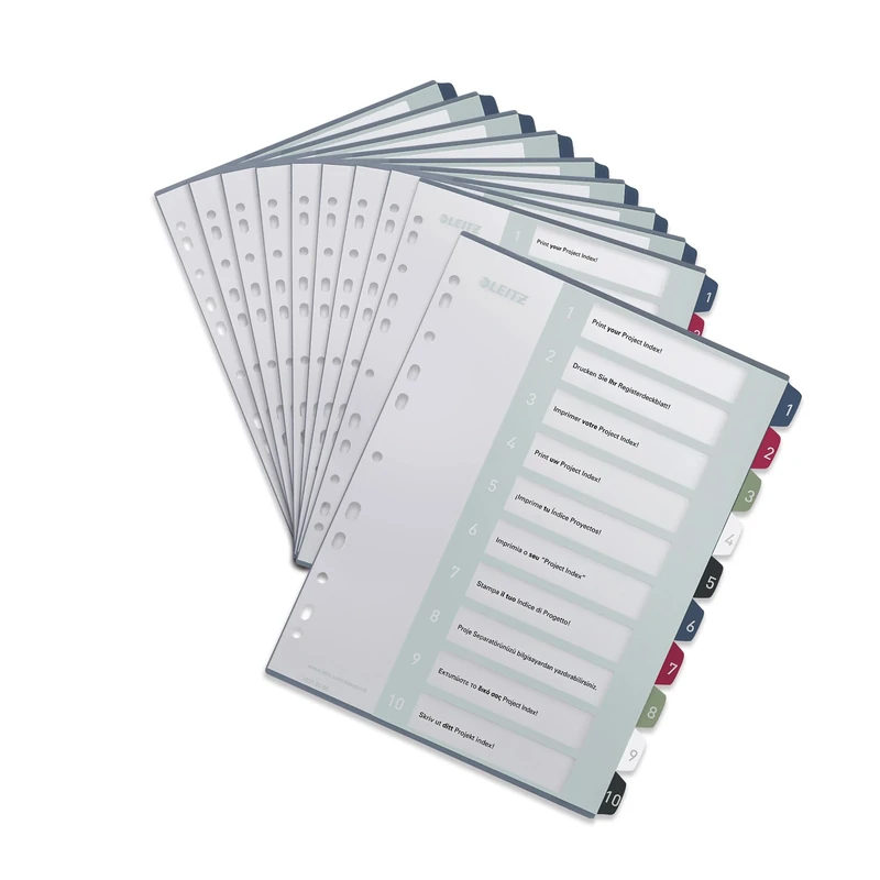 Leitz 1-10 Index, A4, PC Printable, Heavy Duty Plastic, Extra Wide, 12370000