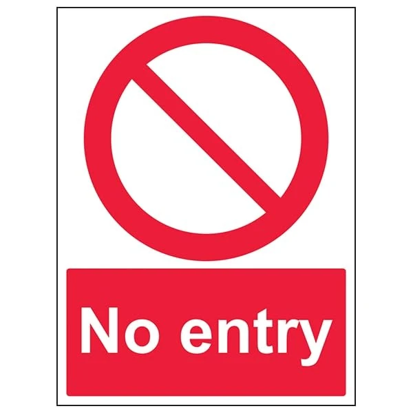 V Safety Prohibition Access - No Entry - 300 X 400MM Safety Sign With Snap Frame