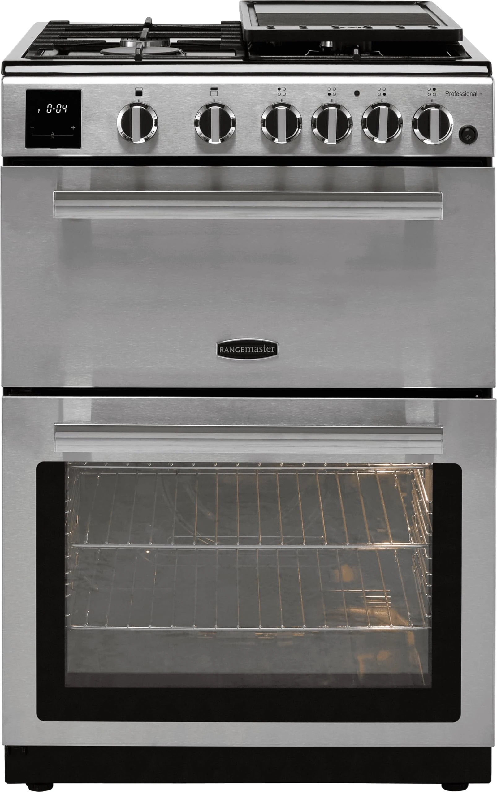 Rangemaster Professional Plus 60 PROPL60NGFSS/C 60cm Gas Cooker with Full Width Electric Grill - Stainless Steel/Chrome