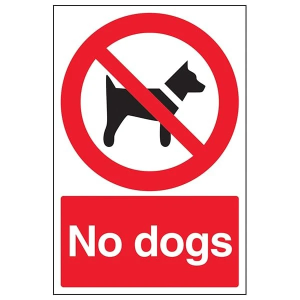 V Safety Prohibition Dog - No Dogs Red - 300 X 400MM Safety Sign With Snap Frame