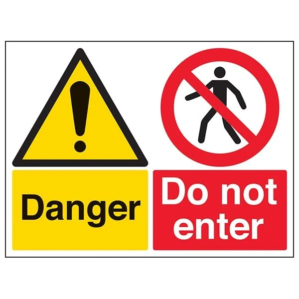 V Safety Warning Building- Danger/Do Not Enter - 400 X 300MM Safety Sign With Snap Frame
