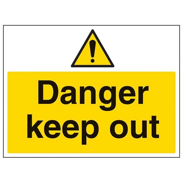 V Safety Warning Building- Danger Keep Out - 400 X 300MM Safety Sign With Snap Frame