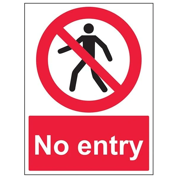 V Safety Prohibition Access - No Entry Pedestrian - 300 X 400MM Safety Sign With Snap Frame