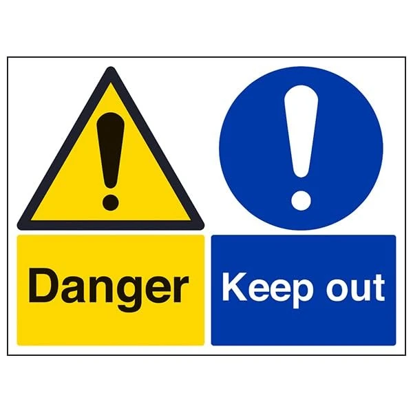 V Safety Warning Building- Danger/Keep Out - 400 X 300MM Safety Sign With Snap Frame