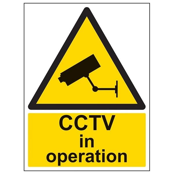 V Safety Warning General - Cctv In Operation - 300 X 400MM Safety Sign With Snap Frame
