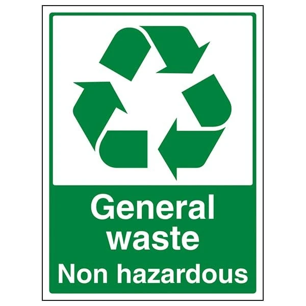 V Safety General Recycling - General Waste, Non Hazardous - 300 X 400MM Safety Sign With Snap Frame