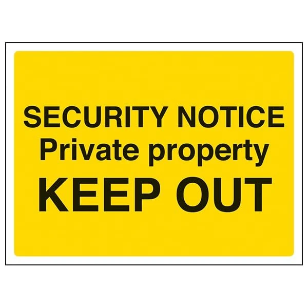V Safety Warning Security - Security Notice, Private Property, Keep Out - 400 X 300MM Safety Sign With Snap Frame