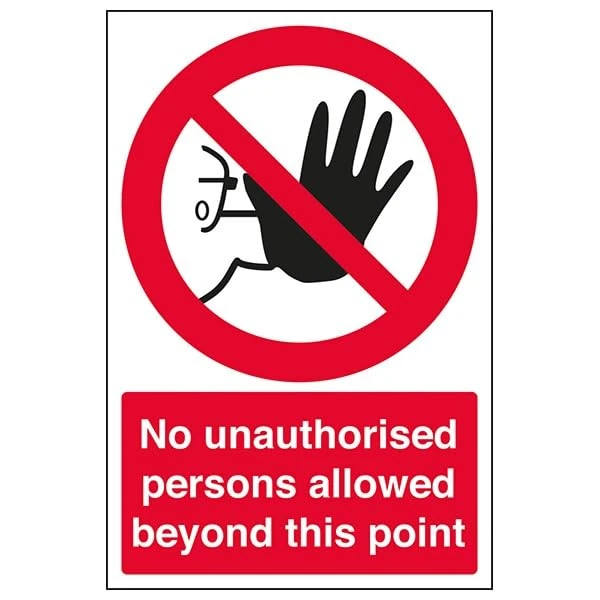 V Safety Prohibition Access - No Unauthorised Persons Allowed Beyond Point - 300 X 400MM Safety Sign With Snap Frame