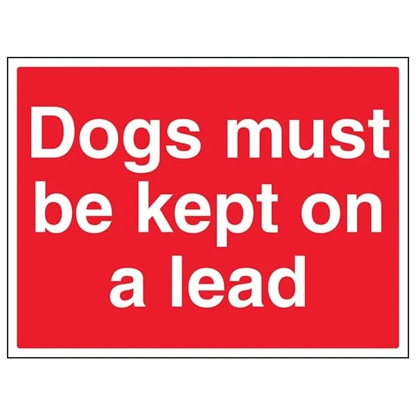 V Safety General Agricultural - Dogs Must Be Kept On A Lead - 400 X 300MM Safety Sign With Snap Frame
