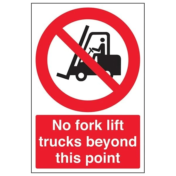 V Safety Prohibition Vehicle - No Fork Lift Trucks Beyond This Point - 450 X 600MM Safety Sign With Snap Frame