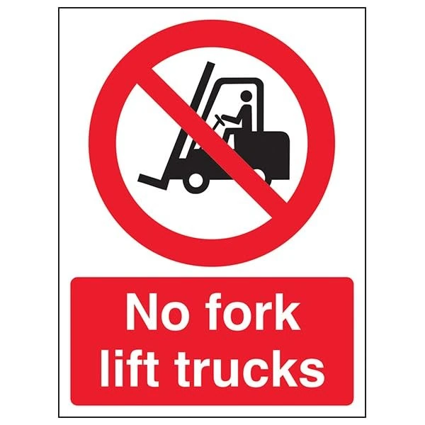 V Safety Prohibition Vehicle - No Fork Lift Trucks - 300 X 400MM Safety Sign With Snap Frame