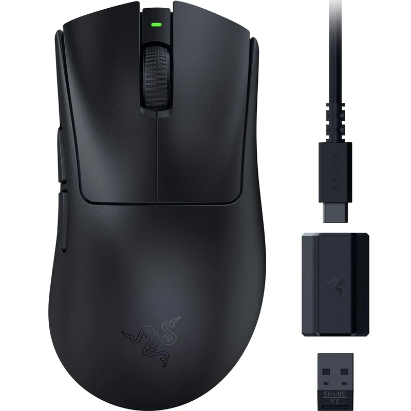 Razer DeathAdder V3 HyperSpeed - Ultra lightweight wireless ergonomic e-sports gaming mouse with 26K DPI (55g light, soft-touch coating, 100 hours battery life, HyperSpeed with 8K Hz) Black