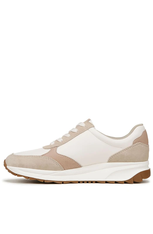 Naturalizer Women's Shay Lace-Up Trainers, White/Beige, Wide Fit, UK 4