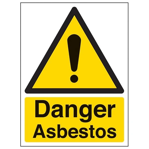 V Safety Warning Asbestos - Danger Asbestos - 300 X 400MM Safety Sign With Snap Frame
