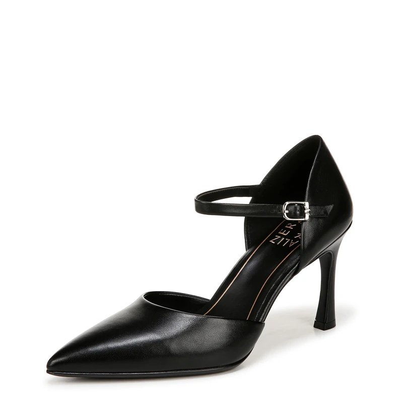 Naturalizer Women's Court Shoes - Amber Ankle-Strap, Black Leather, UK 8, Wide Fit