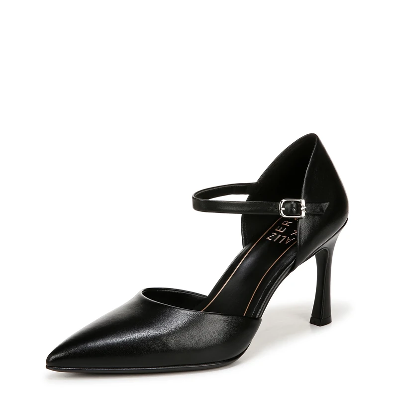 Naturalizer Women's Court Shoes - Amber Ankle-Strap, Black Leather, UK 6.5, Wide Fit