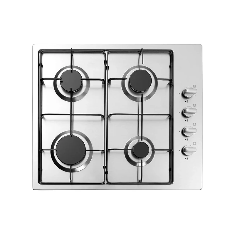 Avilia Built-in Gas Hob with 4 Burners - Built-in Stainless Steel Kitchen with Side Knobs for Flame Control, Cast Iron Grills, 50 x 58 cm - Image 1