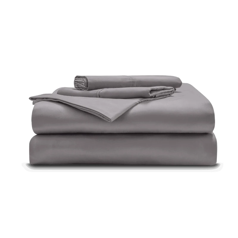 Miracle Made Cotton Bed Sheet - Stone, Queen - 4 Piece Silver Infused, 300-Thread-Count Thermoregulating Miracle Clean & Cool Sheet Set