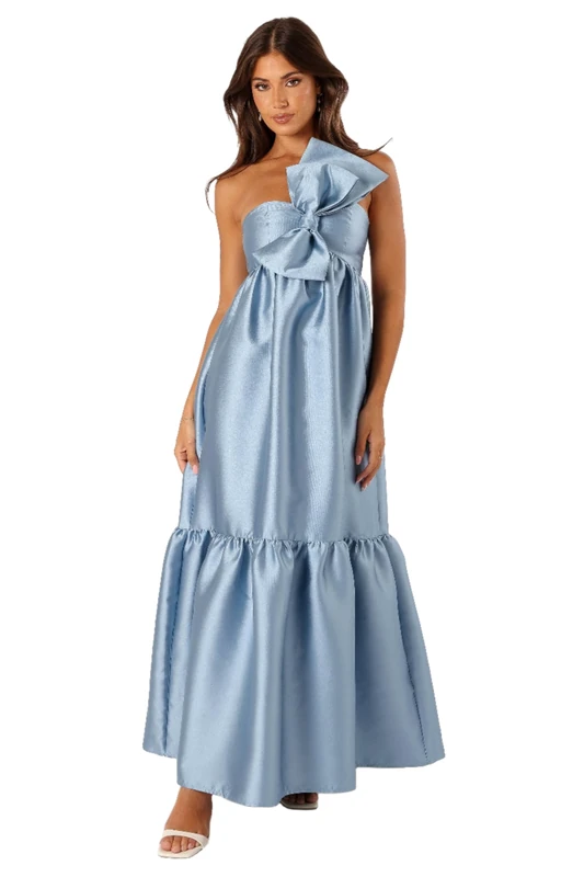 Petal & Pup Women's Betina Bow Front Maxi Dress, Blue, M - Image 1