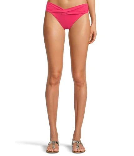 Seafolly Women's Twist Band Hipster Full Coverage Bikini Bottom Swimsuit, Eco Collective Raspberry, 2