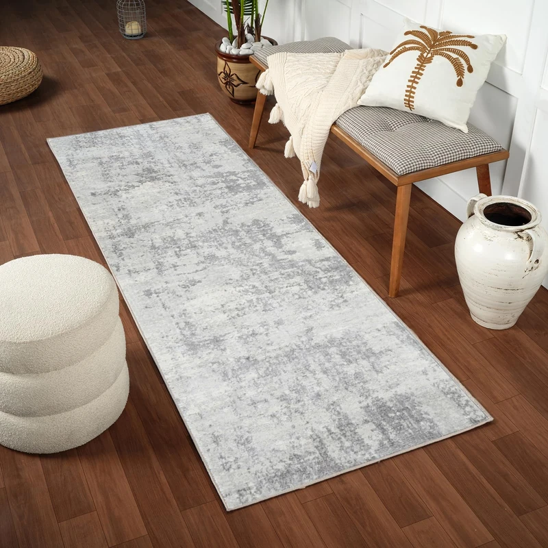 Livabliss Phuket Abstract Rug - Area Rugs Living Room 140x200 cm, Dining Room, Lounge, Kitchen, Bedroom - Modern Marble Large Rug, Soft Luxurious Easy Care Medium Pile, Grey, Silver and Ivory