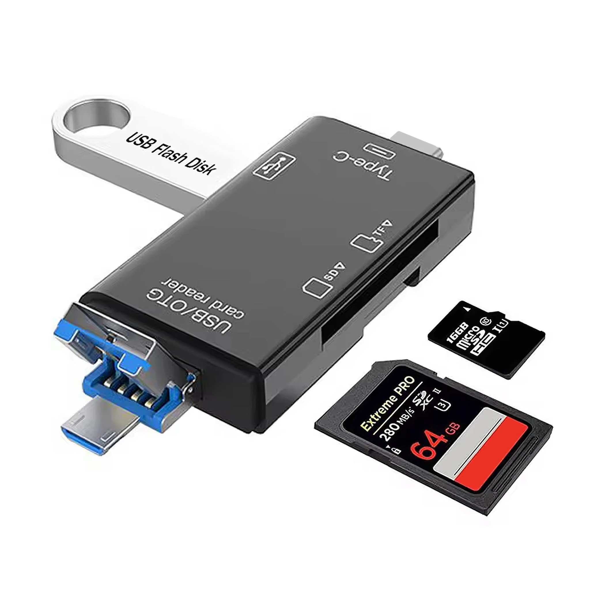 Boulton SD Card Reader – USB Card Reader for TF SD SDXC Micro SD CardReader Adapter – Memory Read with USBA Micro-USB and USBC Connectors – USB-C to SD/TF/SDXC CardReader for PC Laptop Smartphone