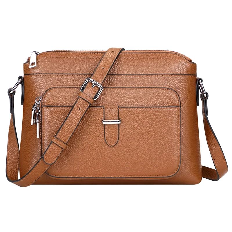 Over Earth Genuine Leather Crossbody Purses for Women Ladies Bag Genuine Leather Crossbody Bag with Card Pocket, Brown New, S
