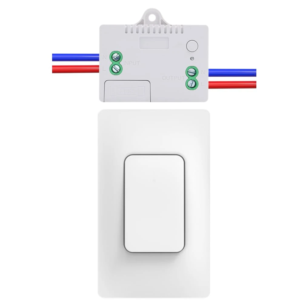 Cerhot US Self Powered Wireless Light Switch Kit Remote Light Switches Wireless No Wiring No Battery Kinetic Light Switch Wireless Radio Wall Switches For Home Lighting (US 1Gang 1V1 A）