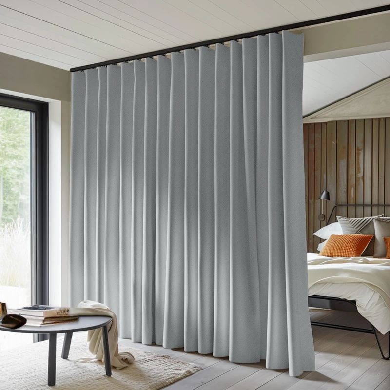 MaKefeile Room Divider Curtains Full Blackout Thermal Insulated Noise Reducing Window Drapes for Bedroom Living Room Ceiling 15 x 7 ft Grey