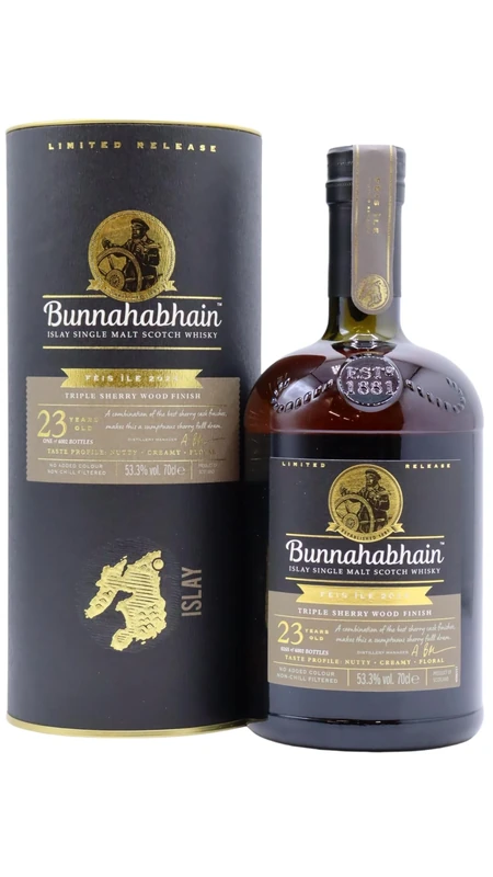 Bunnahabhain 1999 23 Year Old Triple Sherry Wood Finish Islay Single Malt Scotch Whisky 70cl | 53.3% ABV | Fèis Ìle 2024 | Butterscotch, Creamy, Wood Spice | Islay Single Malt Whisky