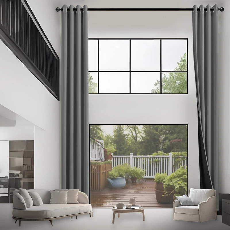 JSFLY 100% Blackout Curtains 185 inches for High Ceiling, Extra Long Thermal Insulated Grommet Window Drapes Light Blocking Curtains for 2 Story High Living Room, 2 Panels (52x185, Dark Gray)