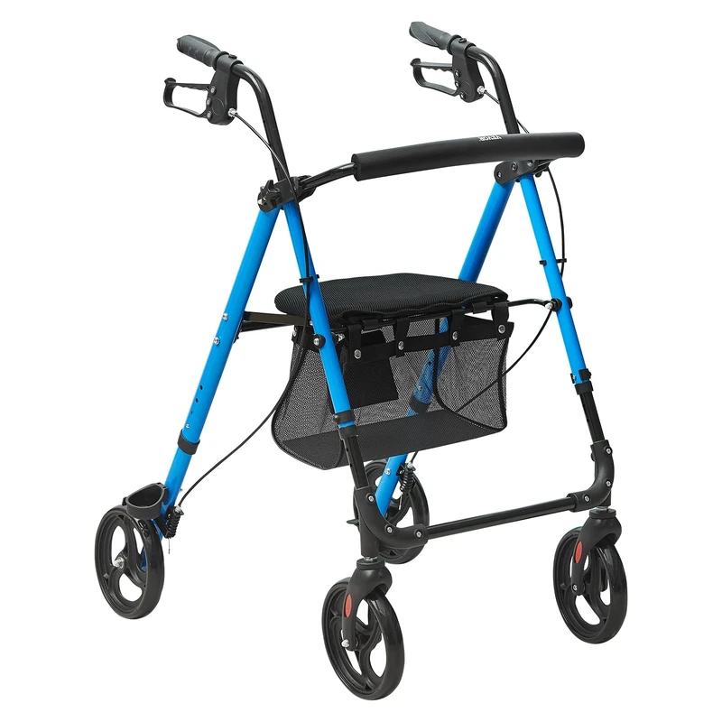 VEVOR Rollator Walker for Seniors and Adults, Lightweight Aluminum Foldable Rolling Walker with Adjustable Seat and Handle, Outdoor Mobility Rollator with 8" All Terrain Wheels, 300LBS Capacity
