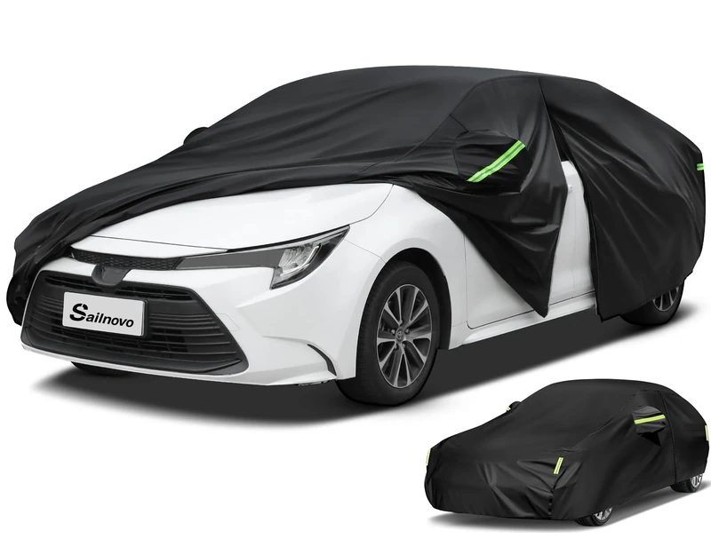 Sailnovo Sedan Car Cover Waterproof All Weather,Heavy Duty Full Exterior Cover for Audi, Honda Snow Sun UV Protection with Zipper Universal Fit for Sedan (178 to 185 Inch)
