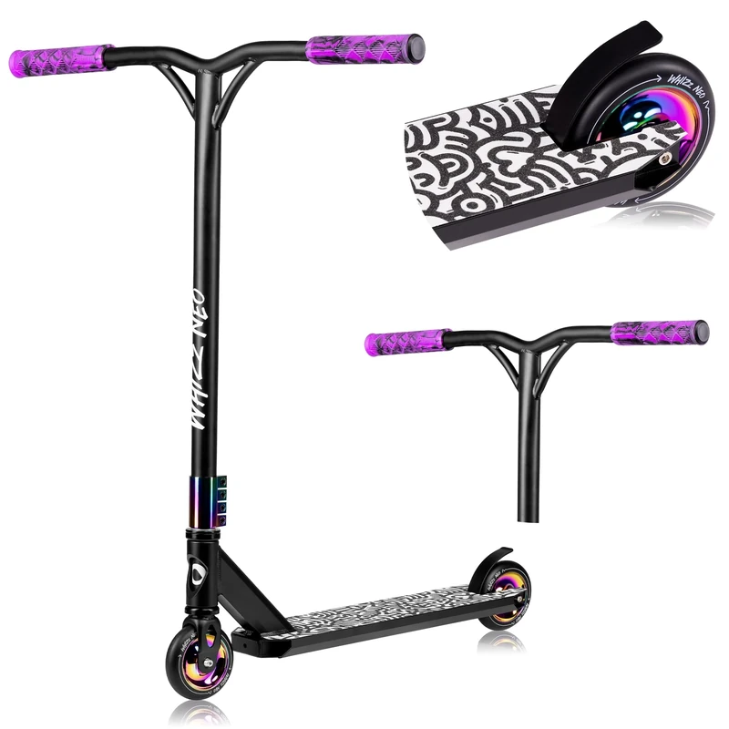 LIONELO WHIZZ Freestyle Stunt Scooter, Aluminium Deck & Y-Bar Handlebar, Heavy-Duty Up to 100kg, 110mm High-Rebound Wheels & ABEC-9 Bearings, Flex MN Steel Brake, HIC Compression System, Unique Design