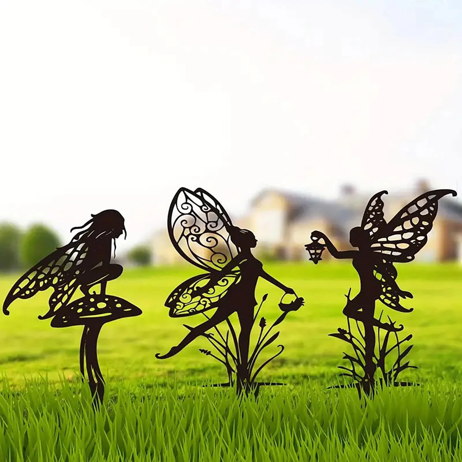 JGZTJXNK Garden Decorative Flower Elves 3 Piece Set, Metal Fairy Tale Statue, Suitable for Yard, Flower Pot, Lawn, Decoration Gift