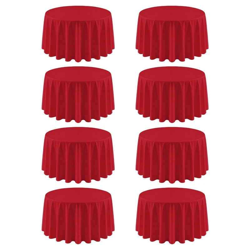 RestfulGlow 8 Pack Red Round Tablecloth 90 Inch