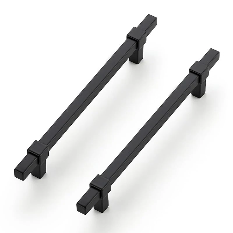 30 Pack Black Cabinet Handles, 6-1/4" Hole Center Kitchen Drawer Pulls