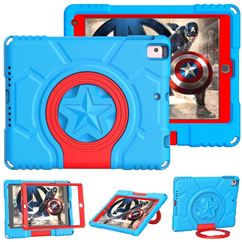 TrendGate iPad 9.7 Case for Kids - 6th/5th Generation 2018/2017, Lightweight Shockproof Protective Case with Built-in Screen Protector and Grip Stand for iPad Air/Air 2/Pro 9.7 - Blue