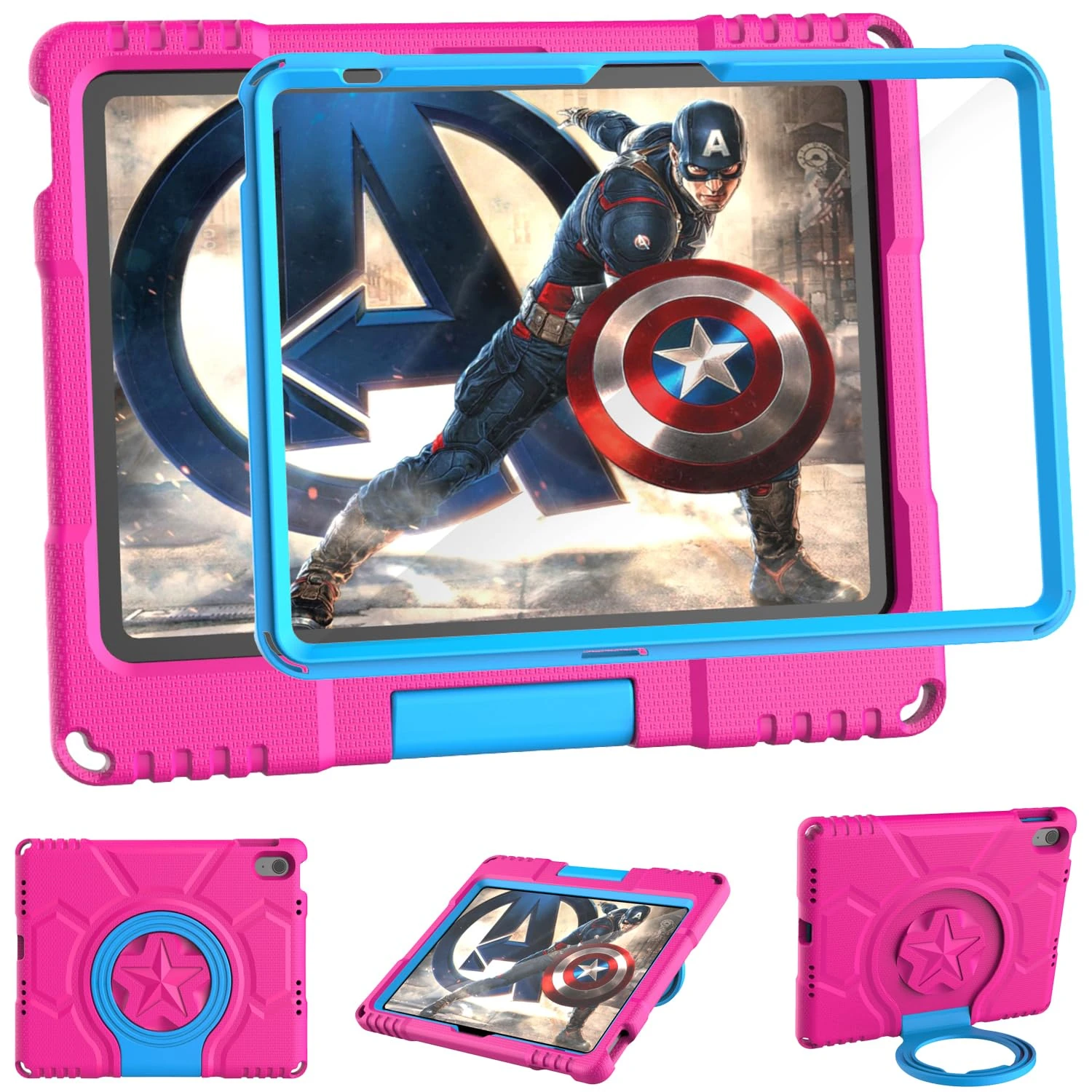 iPad (A16) 11th Generation/iPad 10th Generation Case Kids (2025/2022, 11 inch/10.9 inch) TrendGate Lightweight Shockproof iPad Air 11 inch Case 2024 Built-in Screen Protector with Handle Stand - Pink