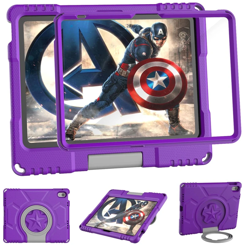 iPad (A16) 11th Generation/iPad 10th Generation Case Kids (2025/2022, 11 inch/10.9 inch) TrendGate Lightweight Shockproof iPad Air 11 inch Case 2024 Built-in Screen Protector with Handle Stand- Purple