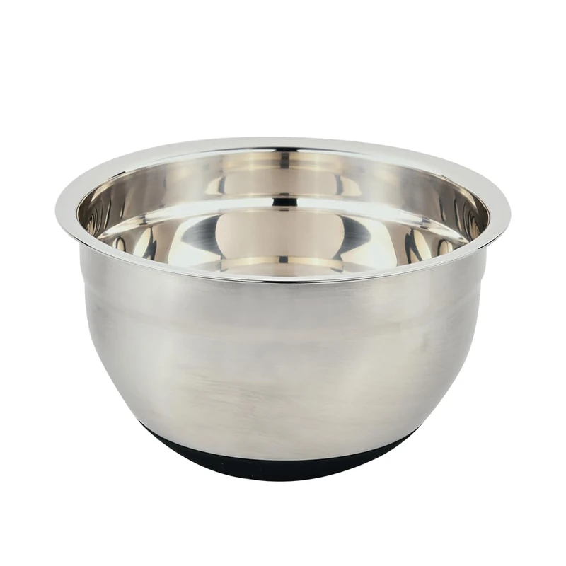 Kesper Mixing Bowl with Measuring Scale, Material: Stainless Steel, Silicone, Dimensions: Diameter 24 cm, Height: 1 cm, Colour: Silver, Black, 90891