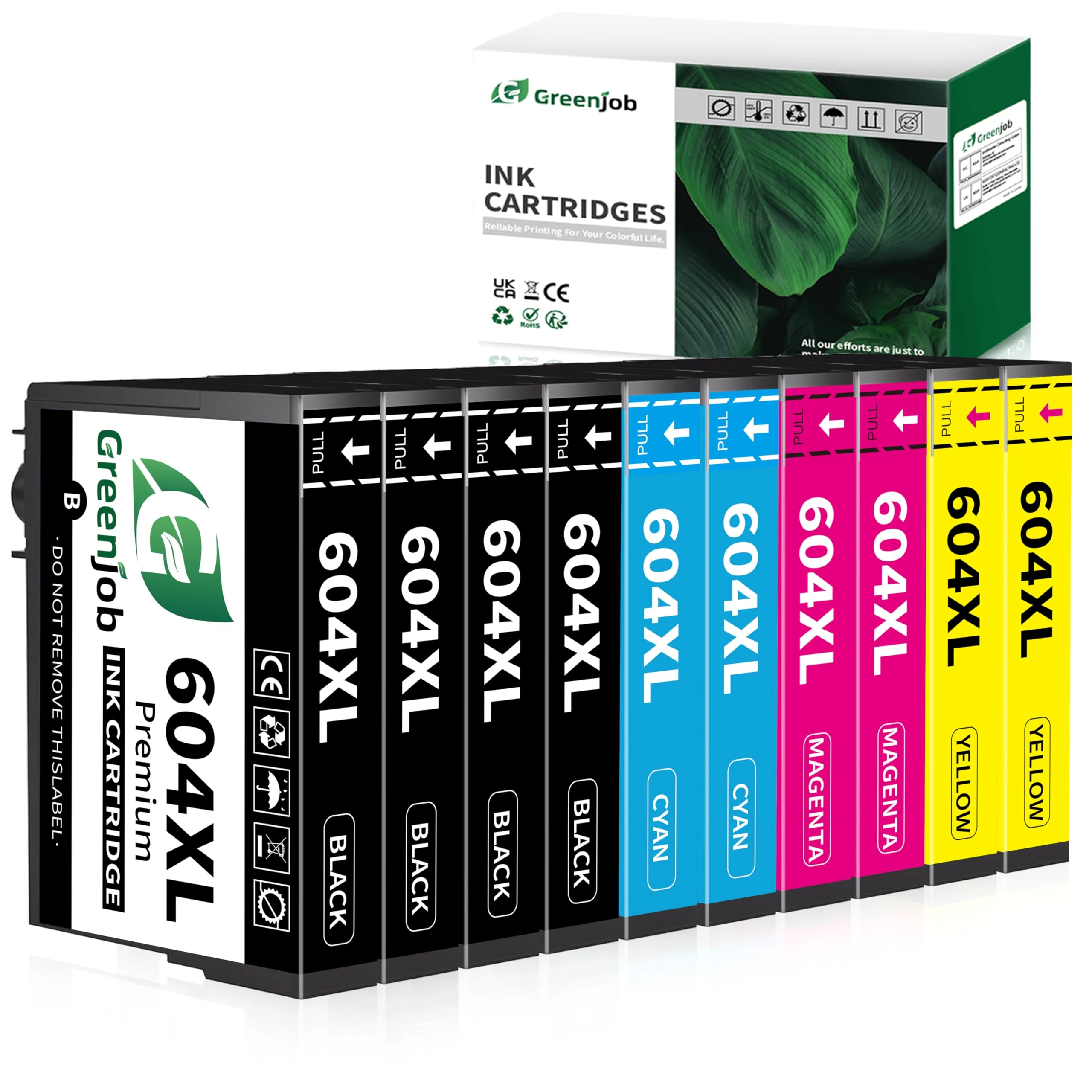 Greenjob 604XL Ink Cartridge Replacement for Epson 604 Ink Cartridges Multipack Compatible with Expression Home XP-2200 XP-2205 XP-3200 XP-3205 XP-4200 XP-4205 Workforce WF-2910 WF-2930 (10-Pack)