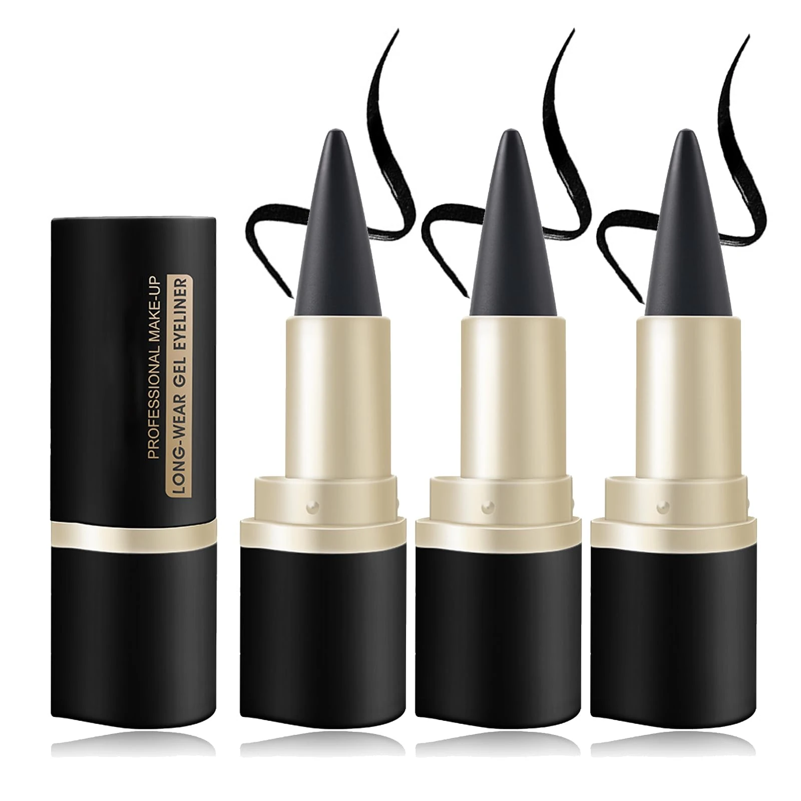 MEITREND Black Eyeliner,Eyeliner Pencil Long Lasting, Quick Dry Waterproof Smudge Proof Makeup, Face Painting,Suitable For All Eye Shapes Eye Liner And Body Art, Matte Finish (3PC Black)