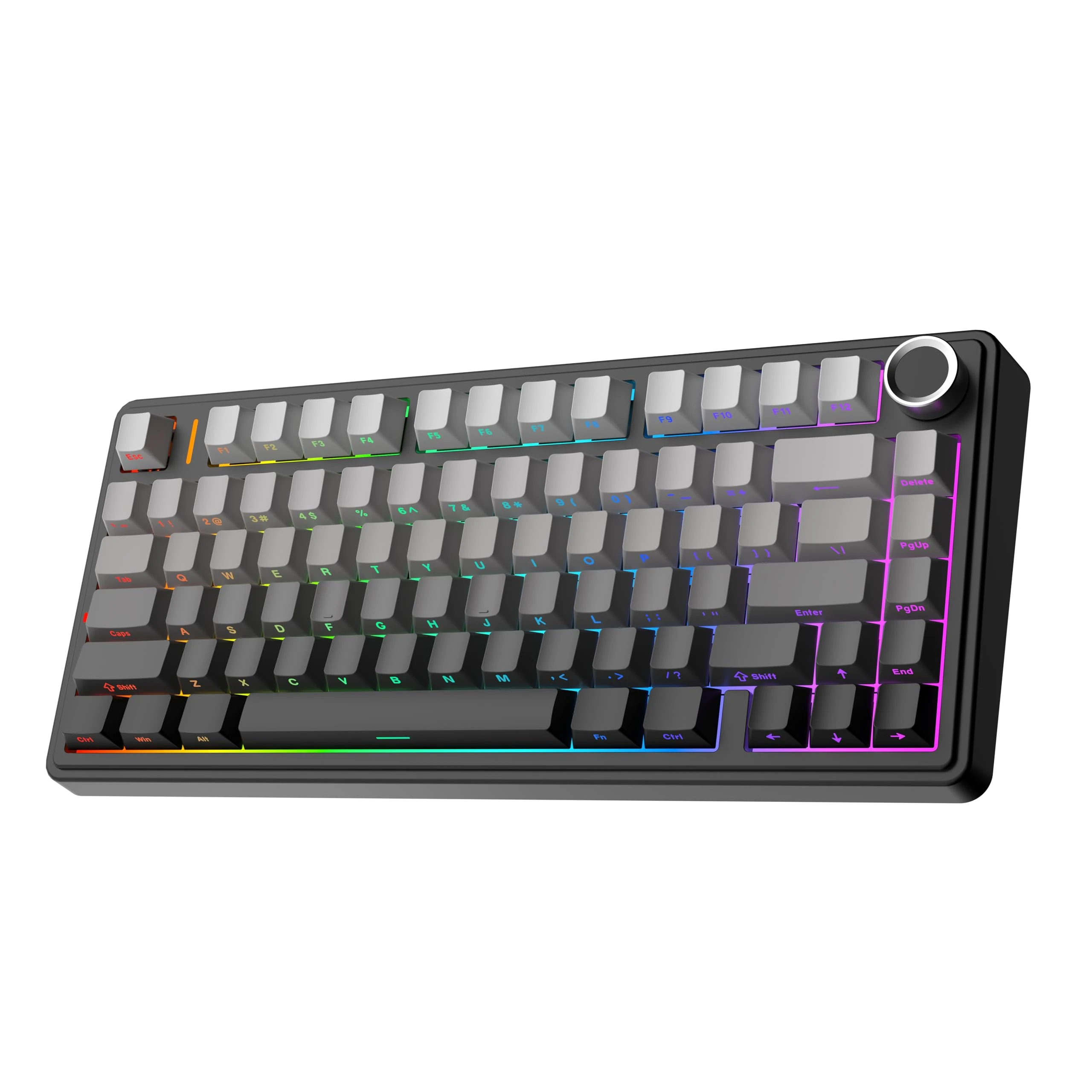 EPOMAKER AULA F75 Wireless Mechanical Gaming Keyboard, 75% Layout with Knob, Creamy Gasekt-Mount with Sound-Dampening, RGB, Hot-Swap, Bluetooth/2.4Ghz (Black Gradient, LEOBOG Reaper Switch)