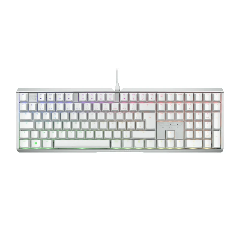 CHERRY XTRFY MX 3.1, Mechanical Gaming Keyboard, French Layout (AZERTY), RGB Lighting, Aluminium Housing, USB-A Port, MX2A RED Switches, White